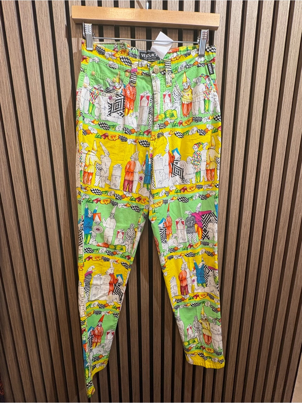 Versace Green and Yellow Printed Cotton pants